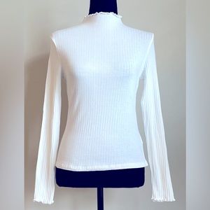 New! SweatyRocks Mock Neck Long Sleeve Ribbed Slim Fit Stretch Ribbed Knit Top